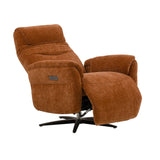 poltrona reclinabile elettrica oslo in tessuto mattone e base in metallo nero, perfetta per aggiungere comfort ed eleganza...