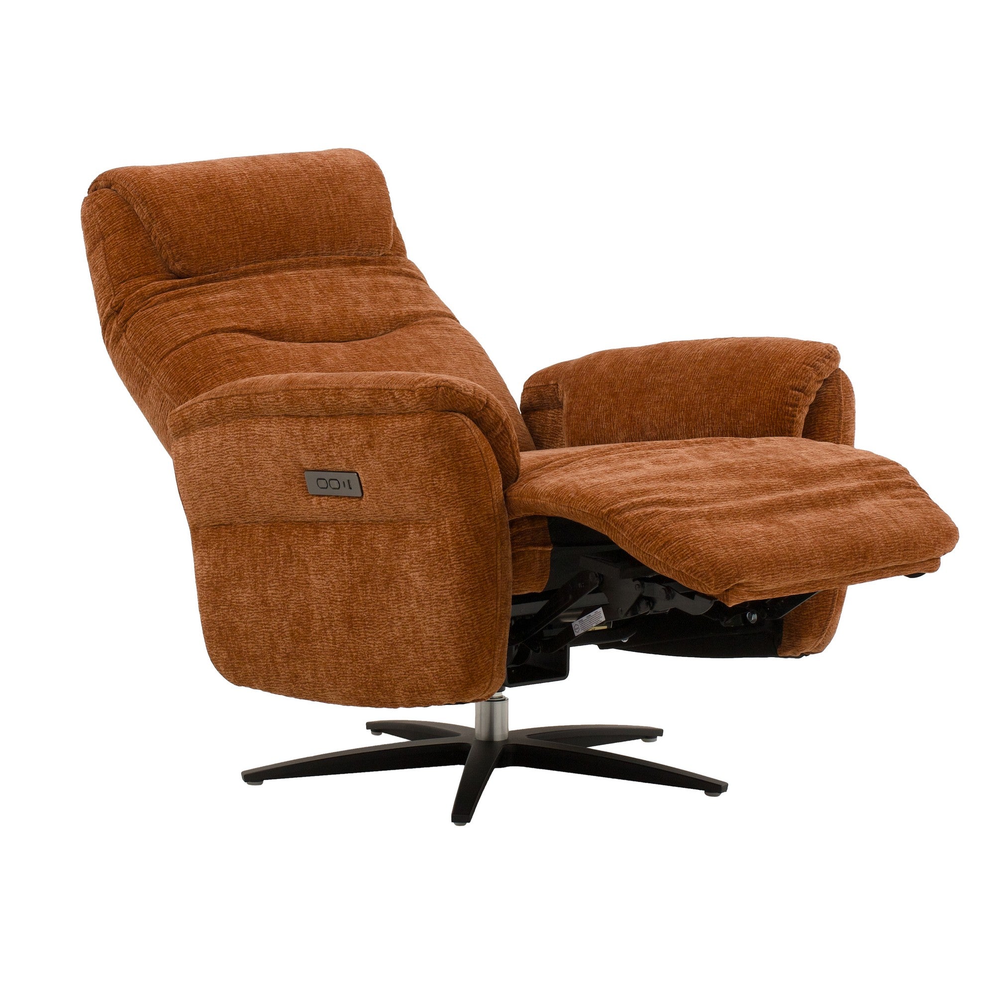 poltrona reclinabile elettrica oslo in tessuto mattone e base in metallo nero, stile contemporaneo con braccioli comodi e...