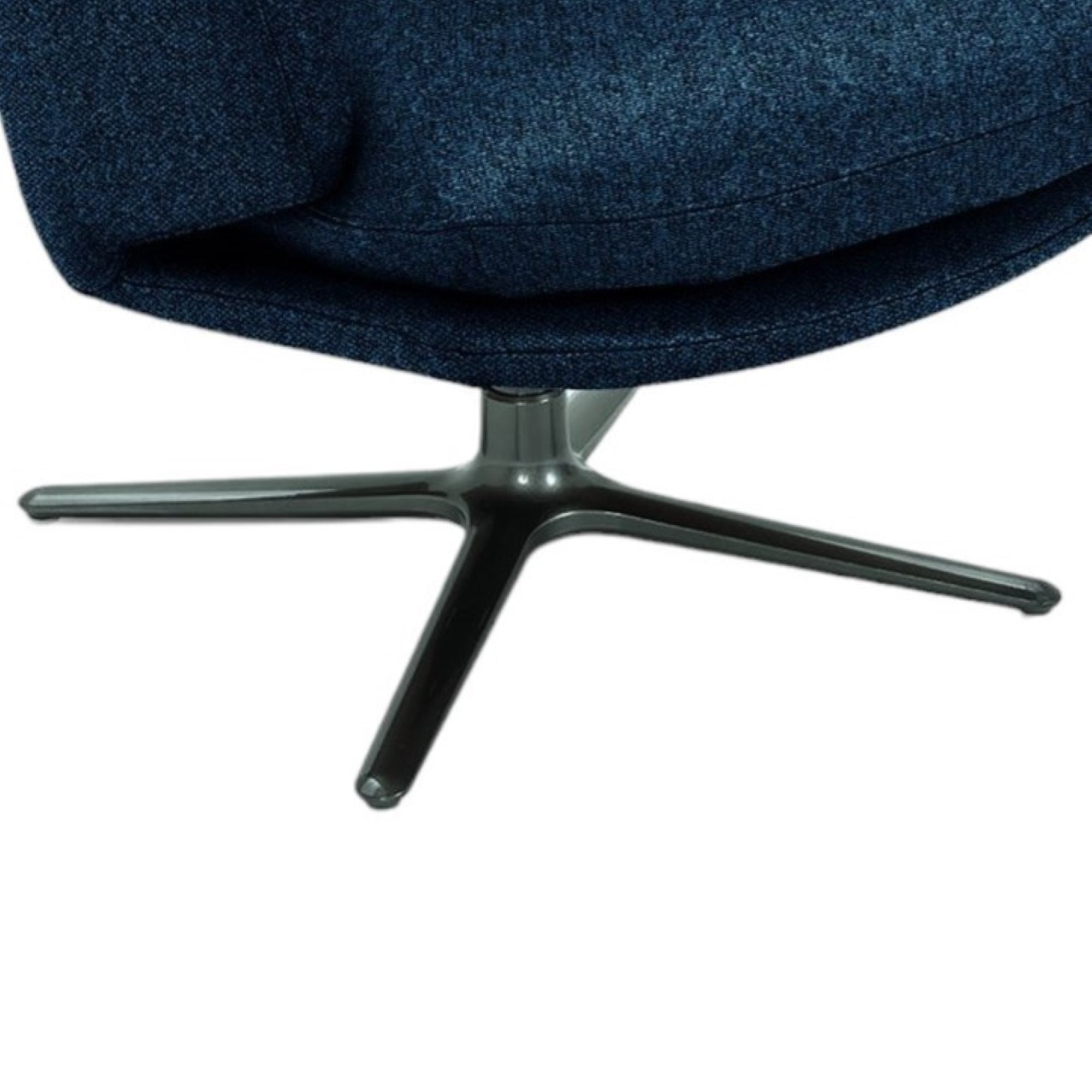 poltrona girevole new arley in tessuto blu notte e base in metallo, dettaglio del rivestimento in tessuto o velluto