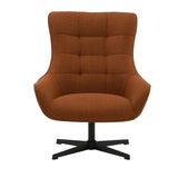 poltrona girevole cartagena in tessuto terracotta e base in metallo nero, dettaglio del rivestimento in tessuto o velluto