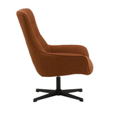 poltrona girevole cartagena in tessuto terracotta e base in metallo nero, perfetta per aggiungere comfort ed eleganza...