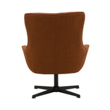 poltrona girevole cartagena in tessuto terracotta e base in metallo nero, stile contemporaneo con braccioli comodi e seduta...