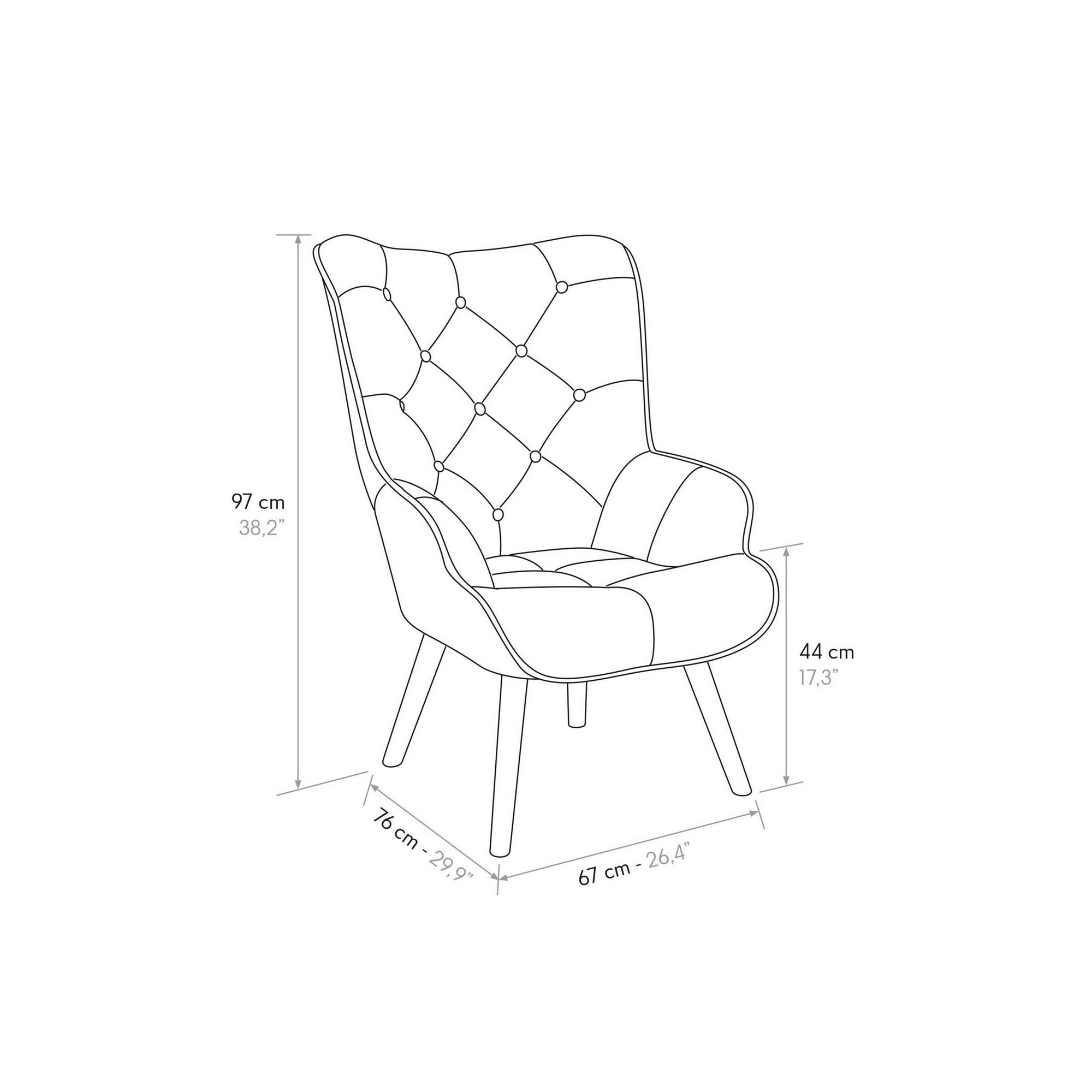 poltrona havana in tessuto patchwork grigio e gambe in legno, stile contemporaneo con braccioli comodi e seduta avvolgente