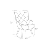 poltrona havana in tessuto patchwork grigio e gambe in legno, stile contemporaneo con braccioli comodi e seduta avvolgente