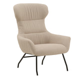 poltrona haiti in tessuto beige e gambe in metallo nero, poltrona imbottita con struttura solida e design moderno