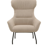 poltrona haiti in tessuto beige e gambe in metallo nero, dettaglio del rivestimento in tessuto o velluto