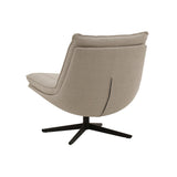 poltrona girevole brikell in tessuto beige e base in metallo nero, dettaglio del rivestimento in tessuto o velluto