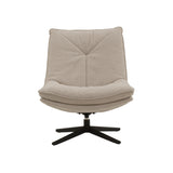 poltrona girevole brikell in tessuto beige e base in metallo nero, perfetta per aggiungere comfort ed eleganza...