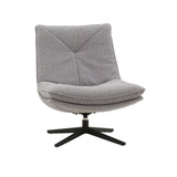 poltrona girevole brikell in tessuto grigio e base in metallo nero, poltrona imbottita con struttura solida e design moderno