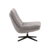 poltrona girevole brikell in tessuto grigio e base in metallo nero, dettaglio del rivestimento in tessuto o velluto