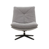 poltrona girevole brikell in tessuto grigio e base in metallo nero, perfetta per aggiungere comfort ed eleganza...