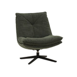 poltrona girevole brikell in tessuto verde scuro e base in metallo nero, poltrona imbottita con struttura solida e design...