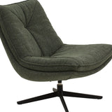 poltrona girevole brikell in tessuto verde scuro e base in metallo nero, dettaglio del rivestimento in tessuto o velluto