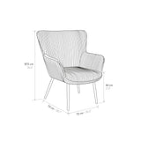 poltrona megeve in tessuto effetto velluto verde e gambe in metallo, dettaglio del rivestimento in tessuto o velluto