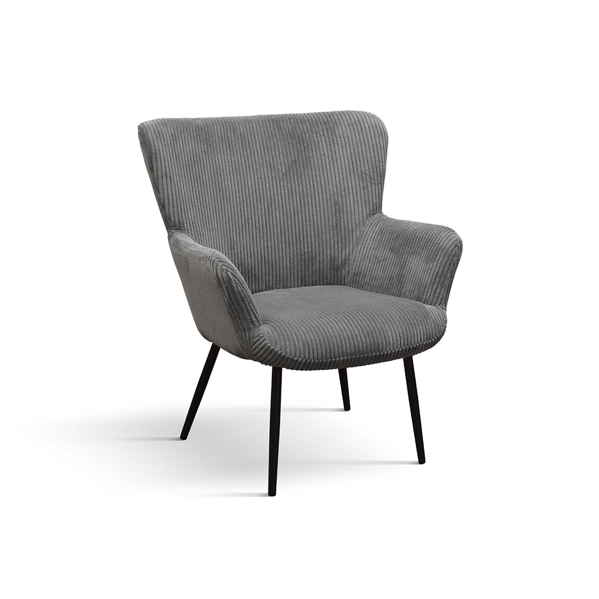 poltrona megeve in tessuto effetto velluto grigio scuro e gambe in metallo, poltrona imbottita con struttura solida e design...