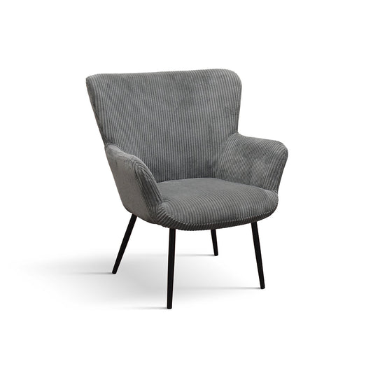 poltrona megeve in tessuto effetto velluto grigio scuro e gambe in metallo, poltrona imbottita con struttura solida e design...