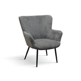 poltrona megeve in tessuto effetto velluto grigio scuro e gambe in metallo, poltrona imbottita con struttura solida e design...