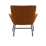 poltrona woolwich in tessuto terracotta e gambe in metallo nero, perfetta per aggiungere comfort ed eleganza all’arredamento