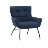 poltrona woolwich in tessuto blu e gambe in metallo nero, poltrona imbottita con struttura solida e design moderno