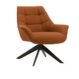 poltrona girevole seaport in tessuto terracotta e gambe in metallo nero, poltrona imbottita con struttura solida e design...