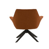 poltrona girevole seaport in tessuto terracotta e gambe in metallo nero, perfetta per aggiungere comfort ed eleganza...