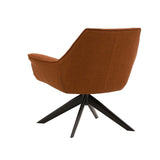 poltrona girevole seaport in tessuto terracotta e gambe in metallo nero, stile contemporaneo con braccioli comodi e seduta...