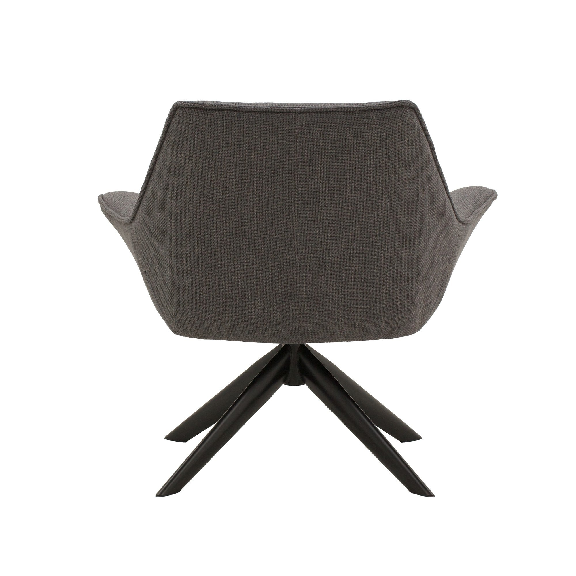 poltrona girevole seaport in tessuto grigio e gambe in metallo nero, perfetta per aggiungere comfort ed eleganza...