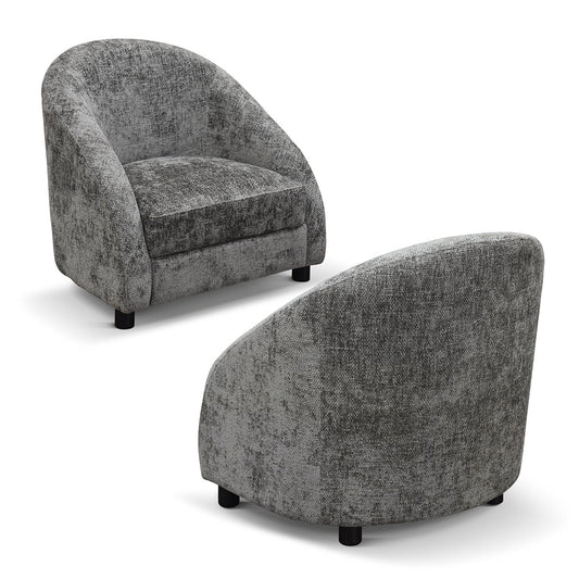 poltrona grenoble in tessuto grigio, vista ambientata in soggiorno o angolo lettura