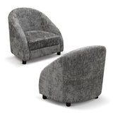 poltrona grenoble in tessuto grigio, vista ambientata in soggiorno o angolo lettura