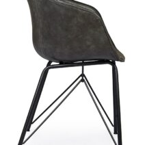 Set di 2 poltroncine WARHOL in similpelle antracite e gambe in acciaio nero, con braccioli