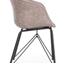 Set di 2 poltroncine WARHOL in similpelle beige e gambe in acciaio nero, con braccioli