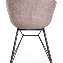 Set di 2 poltroncine WARHOL in similpelle beige e gambe in acciaio nero, con braccioli