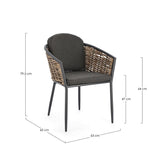 set di 4 poltroncine maribela in alluminio antracite e fibra sintetica, design ergonomico ideale per l’arredo esterno