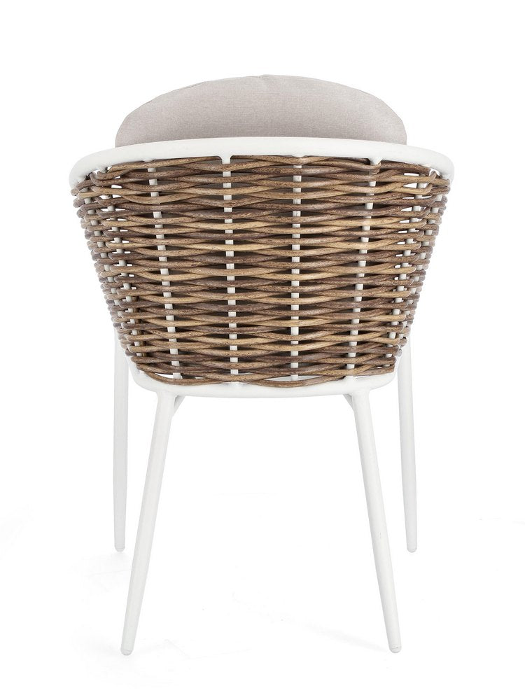 set di 4 poltroncine maribela in alluminio bianco e fibra sintetica, perfetta per rilassarsi all’aperto con stile e comfort