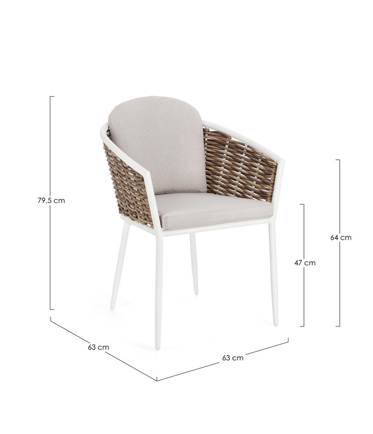 set di 4 poltroncine maribela in alluminio bianco e fibra sintetica, design ergonomico ideale per l’arredo esterno