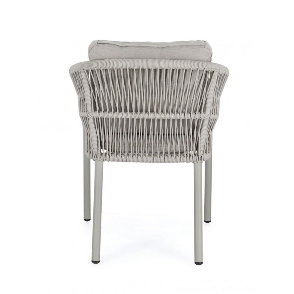 set di 4 poltroncine galdana in alluminio tortora con intreccio in corda tortora, con braccioli, design ergonomico ideale...