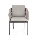 set di 4 poltroncine galdana in alluminio antracite con intreccio in corda beige, con braccioli, perfetta per rilassarsi...
