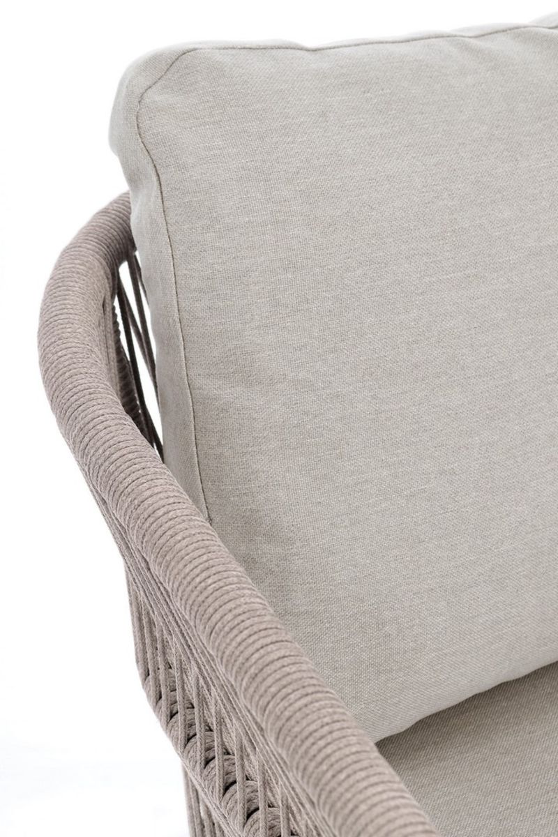 set di 4 poltroncine galdana in alluminio antracite con intreccio in corda beige, con braccioli, poltrona da giardino...