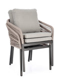 set di 4 poltroncine galdana in alluminio antracite con intreccio in corda beige, con braccioli, struttura in alluminio,...