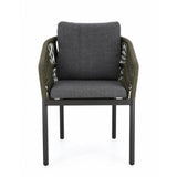 set di 4 poltroncine galdana in alluminio antracite con intreccio in corda verde, con braccioli, perfetta per rilassarsi...