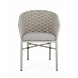 set di 4 poltroncine margalida in alluminio tortora con intreccio in corda tortora, con braccioli, perfetta per rilassarsi...