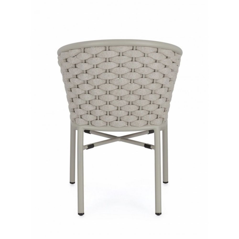 set di 4 poltroncine margalida in alluminio tortora con intreccio in corda tortora, con braccioli, design ergonomico ideale...