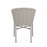 set di 4 poltroncine margalida in alluminio tortora con intreccio in corda tortora, con braccioli, design ergonomico ideale...