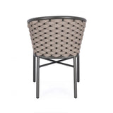 set di 4 poltroncine margalida in alluminio antracite con intreccio in corda beige, con braccioli, particolare della...