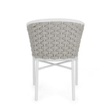 set di 4 poltroncine margalida in alluminio bianco con intreccio in corda grigio, con braccioli, design ergonomico ideale...