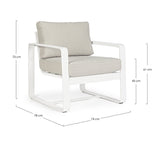 set di 2 poltrone merrigan in alluminio bianco e tessuto tortora, design ergonomico ideale per l’arredo esterno