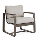 set di 2 poltrone merrigan in alluminio caffè e tessuto tortora, poltrona outdoor con struttura resistente alle intemperie