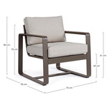 set di 2 poltrone merrigan in alluminio caffè e tessuto tortora, design ergonomico ideale per l’arredo esterno