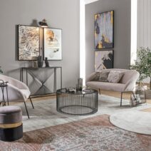 Set di 2 pouf contenitore POLINA in velluto grigio-nero