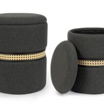 Set di 2 pouf contenitore KARINA carbone